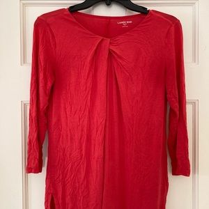 Lands’ End Knotted Front Long Sleeve Red Shirt, size XS